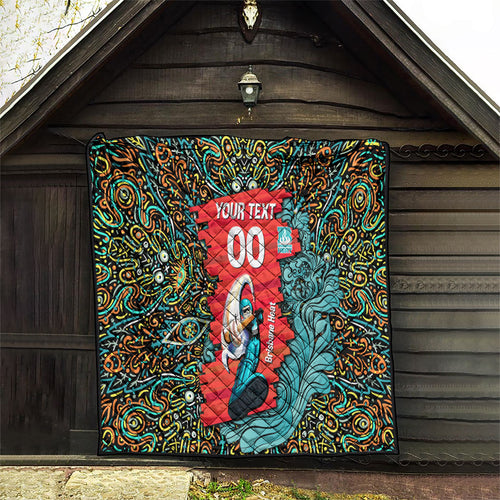 Personalized Brisbane Heat Cricket Quilt Hippie Psychedelic Pattern Vibrant Mandala Art Style