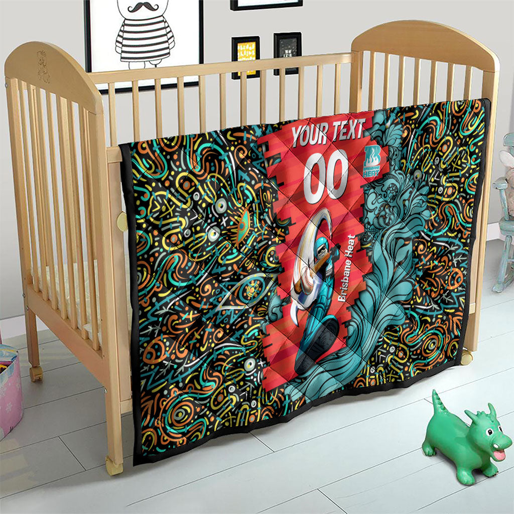 Personalized Brisbane Heat Cricket Quilt Hippie Psychedelic Pattern Vibrant Mandala Art Style