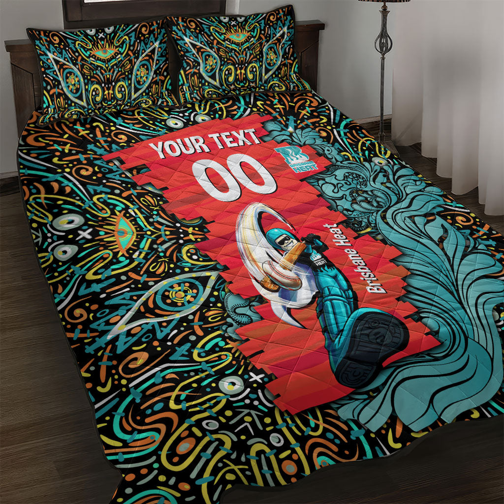 Personalized Brisbane Heat Cricket Quilt Bed Set Hippie Psychedelic Pattern Vibrant Mandala Art Style