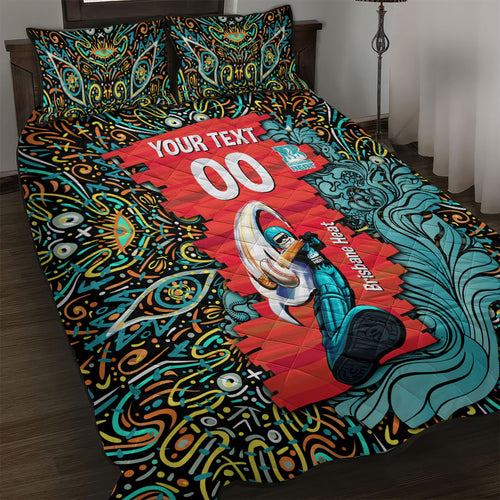 Personalized Brisbane Heat Cricket Quilt Bed Set Hippie Psychedelic Pattern Vibrant Mandala Art Style