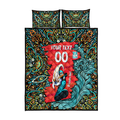 Personalized Brisbane Heat Cricket Quilt Bed Set Hippie Psychedelic Pattern Vibrant Mandala Art Style
