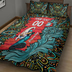 Personalized Brisbane Heat Cricket Quilt Bed Set Hippie Psychedelic Pattern Vibrant Mandala Art Style