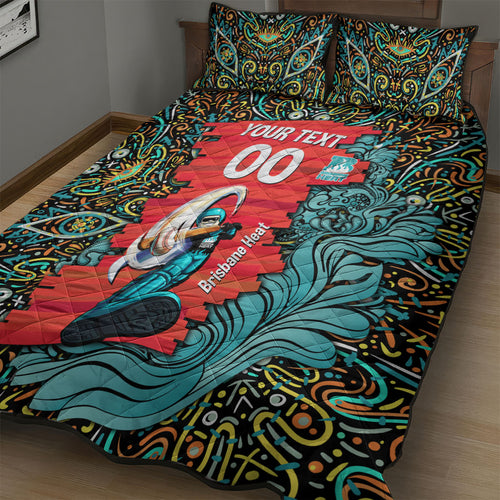 Personalized Brisbane Heat Cricket Quilt Bed Set Hippie Psychedelic Pattern Vibrant Mandala Art Style