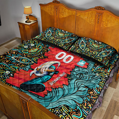 Personalized Brisbane Heat Cricket Quilt Bed Set Hippie Psychedelic Pattern Vibrant Mandala Art Style