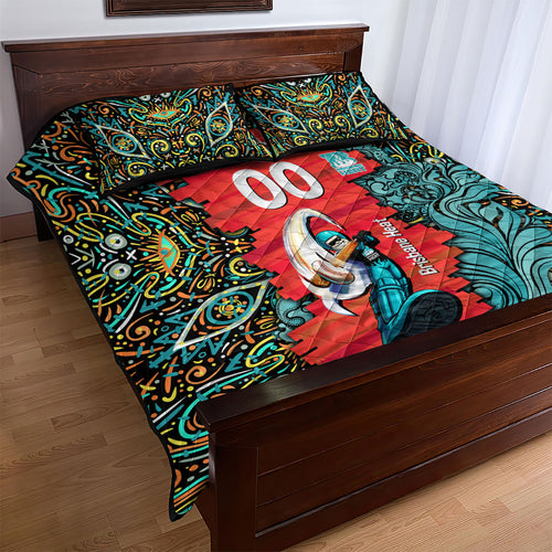 Personalized Brisbane Heat Cricket Quilt Bed Set Hippie Psychedelic Pattern Vibrant Mandala Art Style