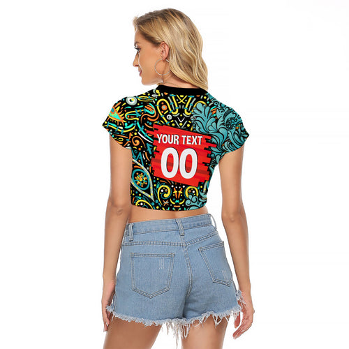 Personalized Brisbane Heat Cricket Raglan Cropped T Shirt Hippie Psychedelic Pattern Vibrant Mandala Art Style