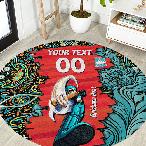Personalized Brisbane Heat Cricket Round Carpet Hippie Psychedelic Pattern Vibrant Mandala Art Style