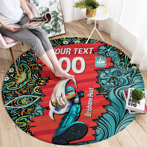 Personalized Brisbane Heat Cricket Round Carpet Hippie Psychedelic Pattern Vibrant Mandala Art Style