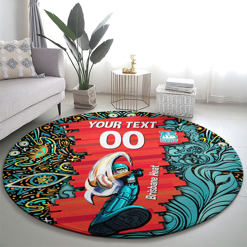 Personalized Brisbane Heat Cricket Round Carpet Hippie Psychedelic Pattern Vibrant Mandala Art Style