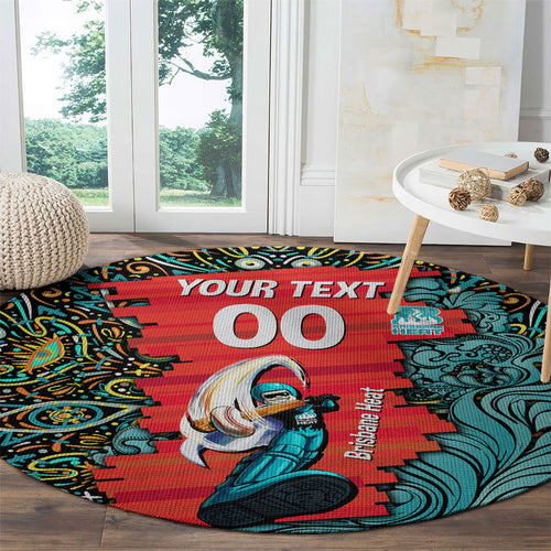 Personalized Brisbane Heat Cricket Round Carpet Hippie Psychedelic Pattern Vibrant Mandala Art Style