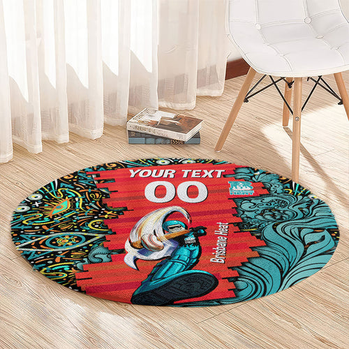 Personalized Brisbane Heat Cricket Round Carpet Hippie Psychedelic Pattern Vibrant Mandala Art Style