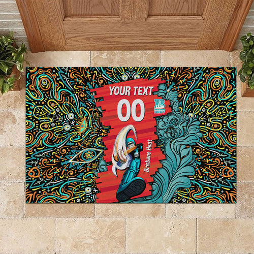 Personalized Brisbane Heat Cricket Rubber Doormat Hippie Psychedelic Pattern Vibrant Mandala Art Style
