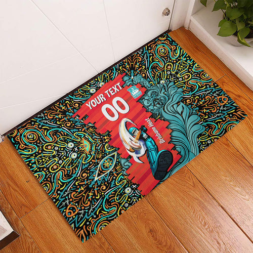 Personalized Brisbane Heat Cricket Rubber Doormat Hippie Psychedelic Pattern Vibrant Mandala Art Style