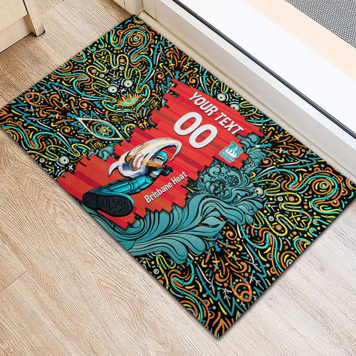 Personalized Brisbane Heat Cricket Rubber Doormat Hippie Psychedelic Pattern Vibrant Mandala Art Style
