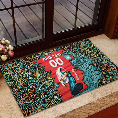 Personalized Brisbane Heat Cricket Rubber Doormat Hippie Psychedelic Pattern Vibrant Mandala Art Style