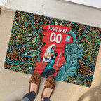 Personalized Brisbane Heat Cricket Rubber Doormat Hippie Psychedelic Pattern Vibrant Mandala Art Style