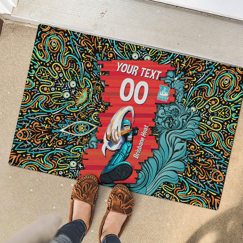 Personalized Brisbane Heat Cricket Rubber Doormat Hippie Psychedelic Pattern Vibrant Mandala Art Style