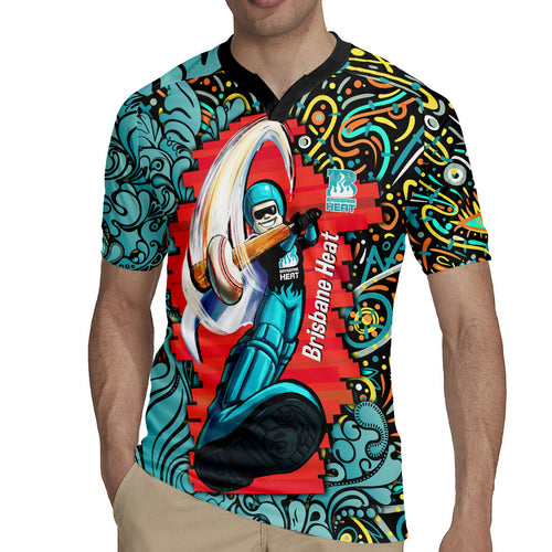 Personalized Brisbane Heat Cricket Rugby Jersey Hippie Psychedelic Pattern Vibrant Mandala Art Style