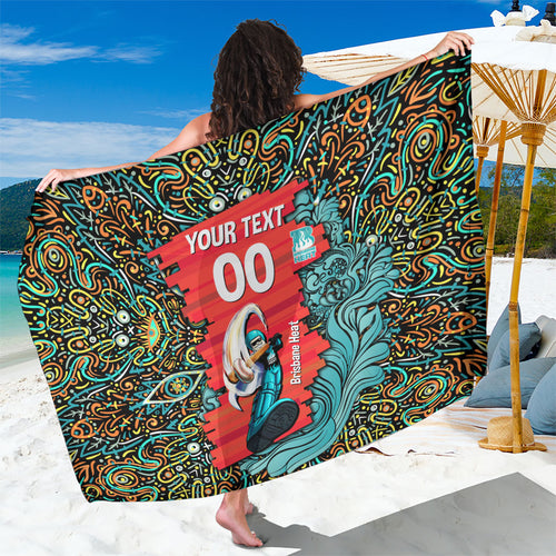Personalized Brisbane Heat Cricket Sarong Hippie Psychedelic Pattern Vibrant Mandala Art Style