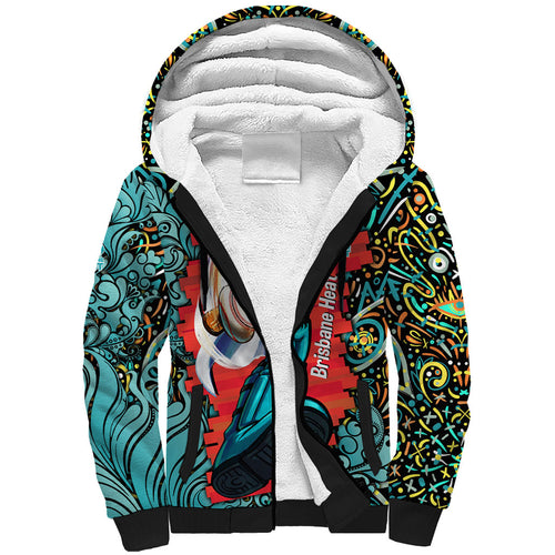 Personalized Brisbane Heat Cricket Sherpa Hoodie Hippie Psychedelic Pattern Vibrant Mandala Art Style