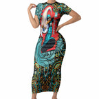 Personalized Brisbane Heat Cricket Short Sleeve Bodycon Dress Hippie Psychedelic Pattern Vibrant Mandala Art Style