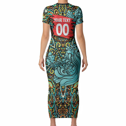 Personalized Brisbane Heat Cricket Short Sleeve Bodycon Dress Hippie Psychedelic Pattern Vibrant Mandala Art Style