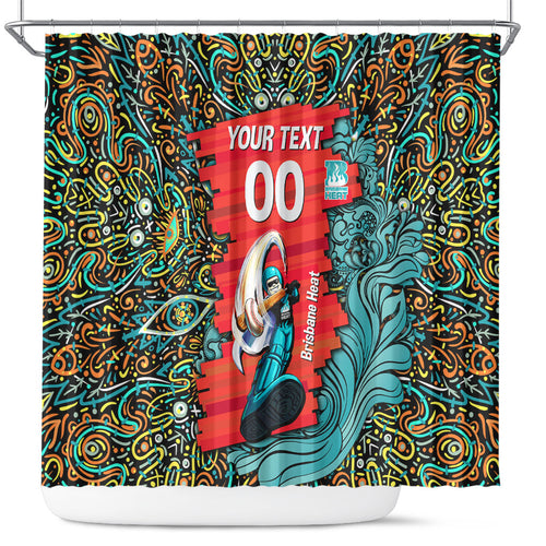 Personalized Brisbane Heat Cricket Shower Curtain Hippie Psychedelic Pattern Vibrant Mandala Art Style