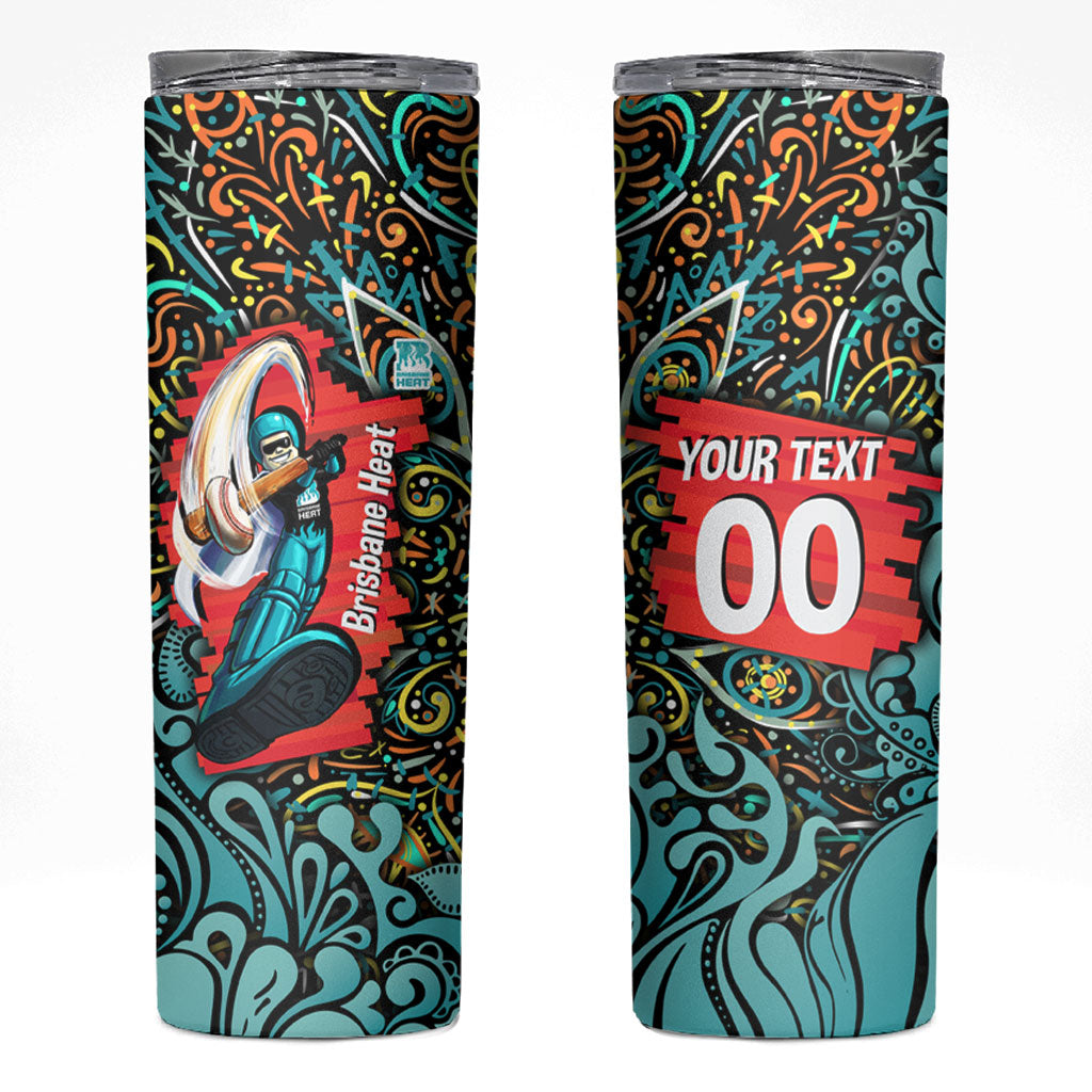 Personalized Brisbane Heat Cricket Skinny Tumbler Hippie Psychedelic Pattern Vibrant Mandala Art Style