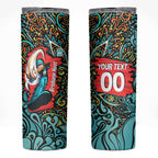 Personalized Brisbane Heat Cricket Skinny Tumbler Hippie Psychedelic Pattern Vibrant Mandala Art Style