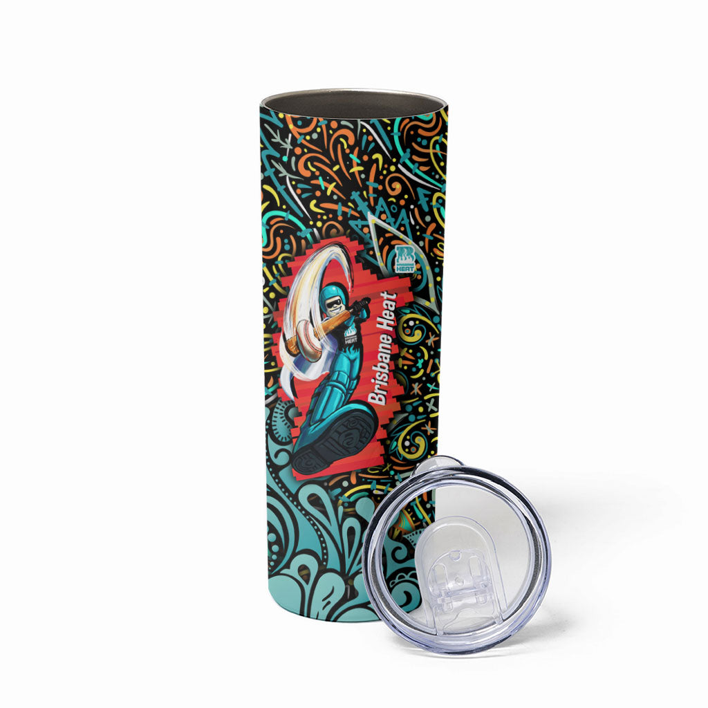 Personalized Brisbane Heat Cricket Skinny Tumbler Hippie Psychedelic Pattern Vibrant Mandala Art Style