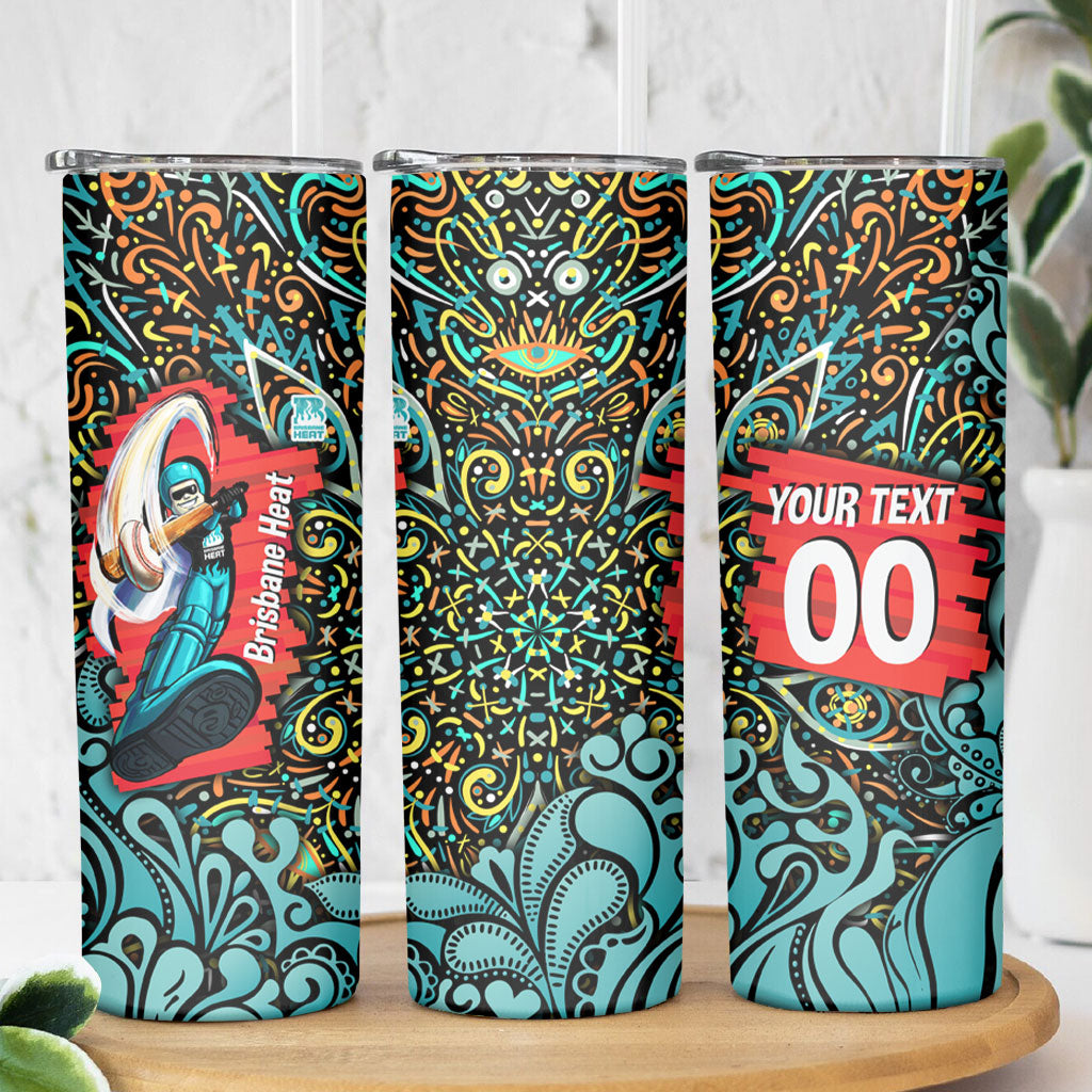 Personalized Brisbane Heat Cricket Skinny Tumbler Hippie Psychedelic Pattern Vibrant Mandala Art Style