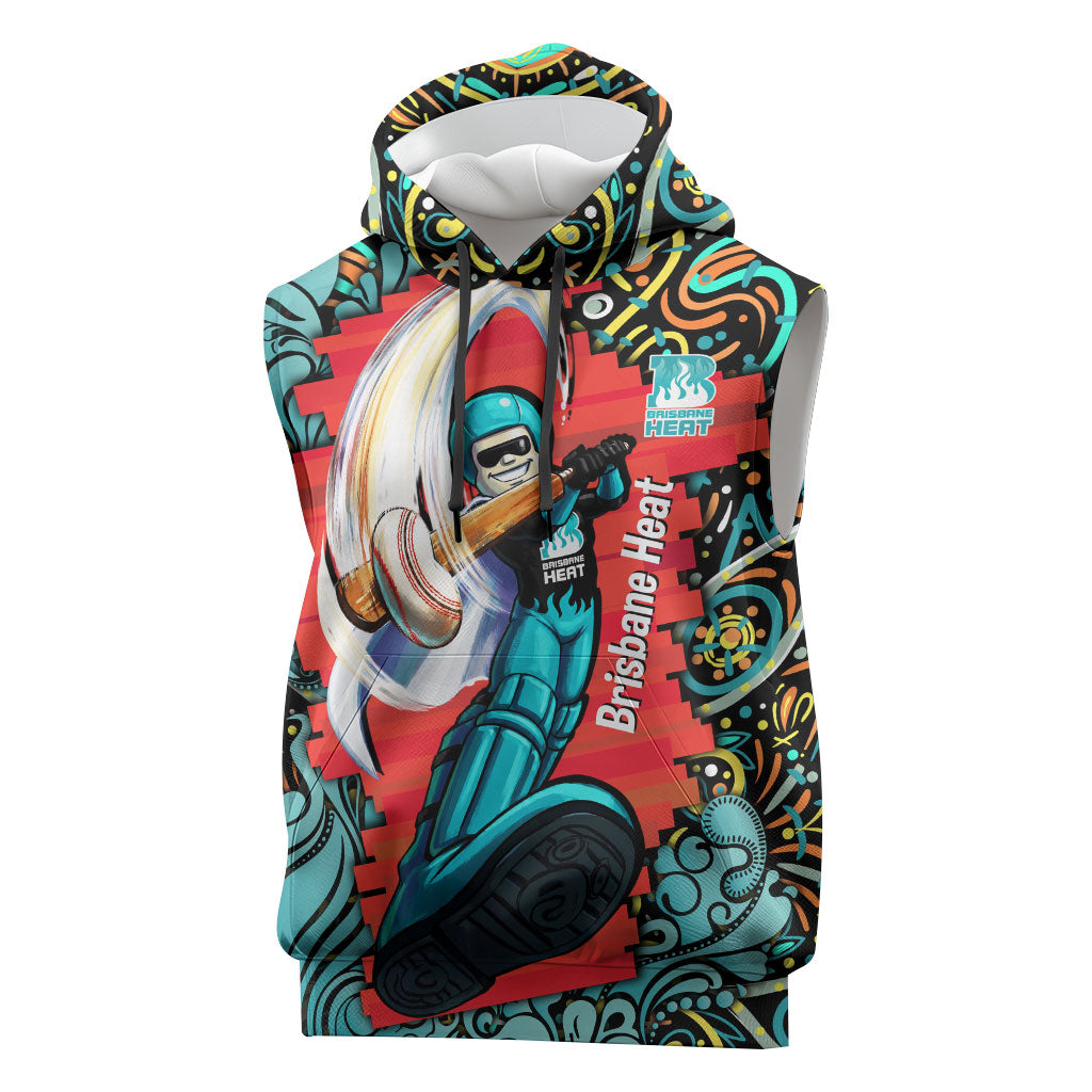 Personalized Brisbane Heat Cricket Sleeveless Hoodie Hippie Psychedelic Pattern Vibrant Mandala Art Style