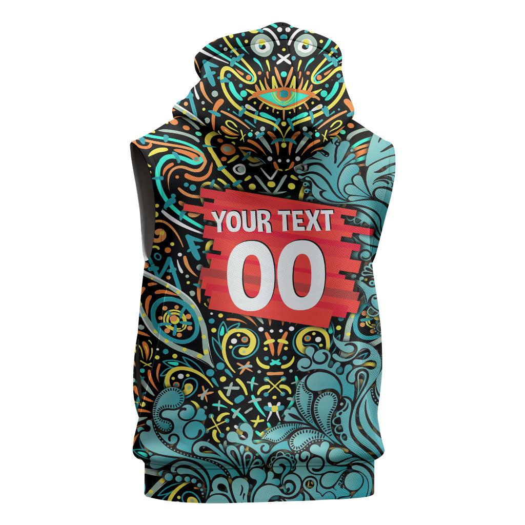 Personalized Brisbane Heat Cricket Sleeveless Hoodie Hippie Psychedelic Pattern Vibrant Mandala Art Style
