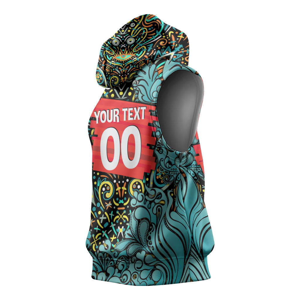 Personalized Brisbane Heat Cricket Sleeveless Hoodie Hippie Psychedelic Pattern Vibrant Mandala Art Style