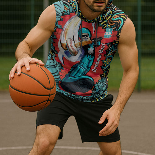 Personalized Brisbane Heat Cricket Sleeveless Hoodie Hippie Psychedelic Pattern Vibrant Mandala Art Style