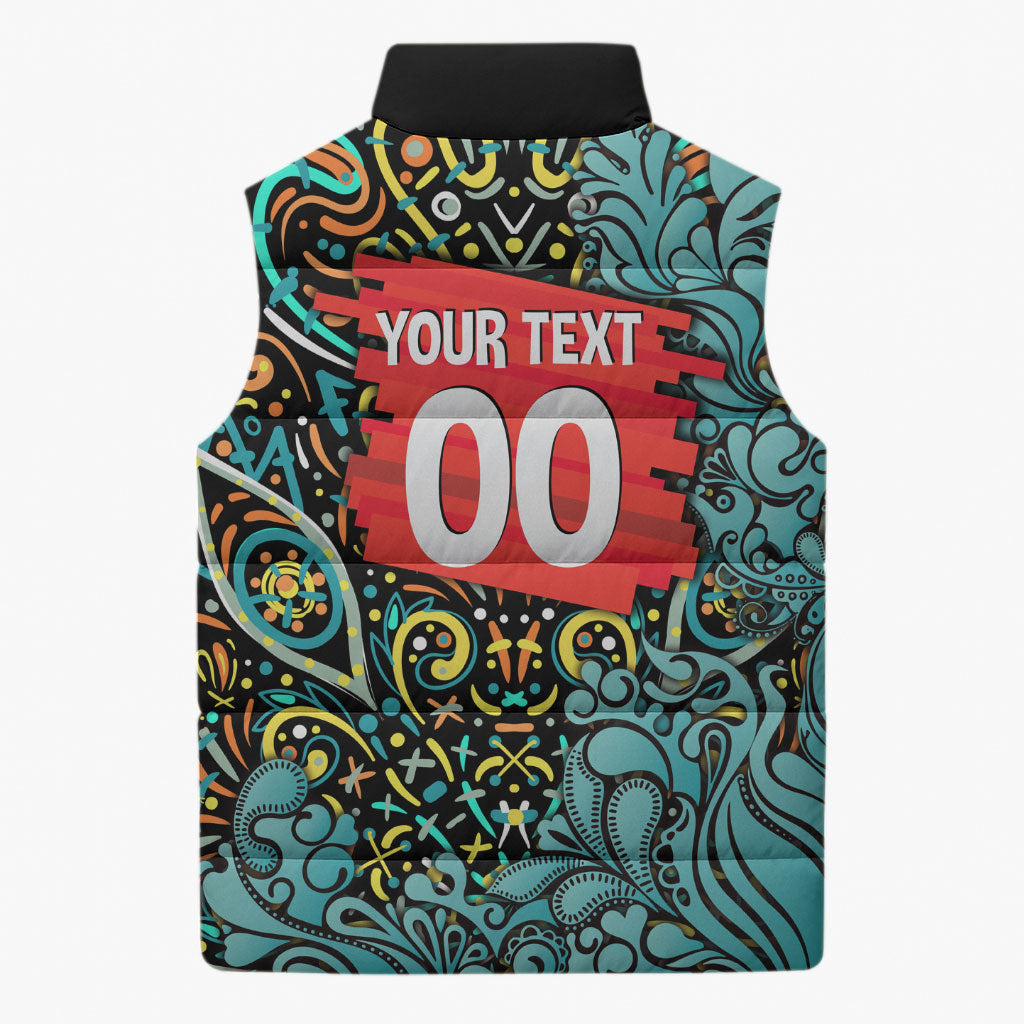 Personalized Brisbane Heat Cricket Sleeveless Puffer Jacket Hippie Psychedelic Pattern Vibrant Mandala Art Style