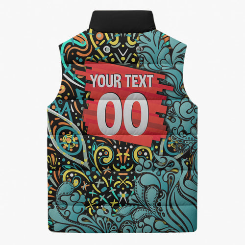 Personalized Brisbane Heat Cricket Sleeveless Puffer Jacket Hippie Psychedelic Pattern Vibrant Mandala Art Style