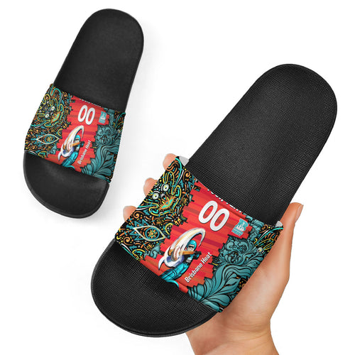Personalized Brisbane Heat Cricket Slide Sandals Hippie Psychedelic Pattern Vibrant Mandala Art Style