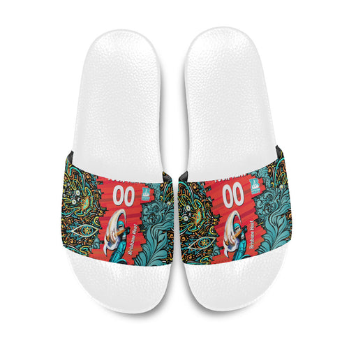 Personalized Brisbane Heat Cricket Slide Sandals Hippie Psychedelic Pattern Vibrant Mandala Art Style