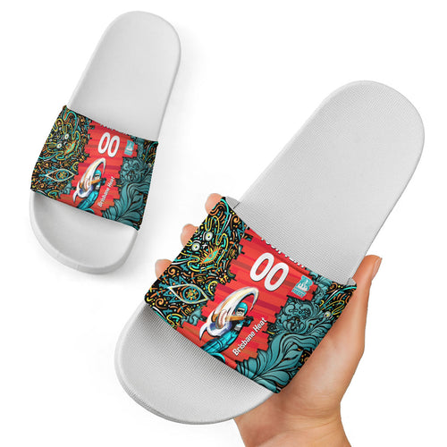 Personalized Brisbane Heat Cricket Slide Sandals Hippie Psychedelic Pattern Vibrant Mandala Art Style