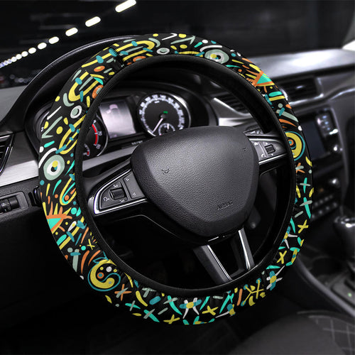 Brisbane Heat Cricket Steering Wheel Cover Hippie Psychedelic Pattern Vibrant Mandala Art Style