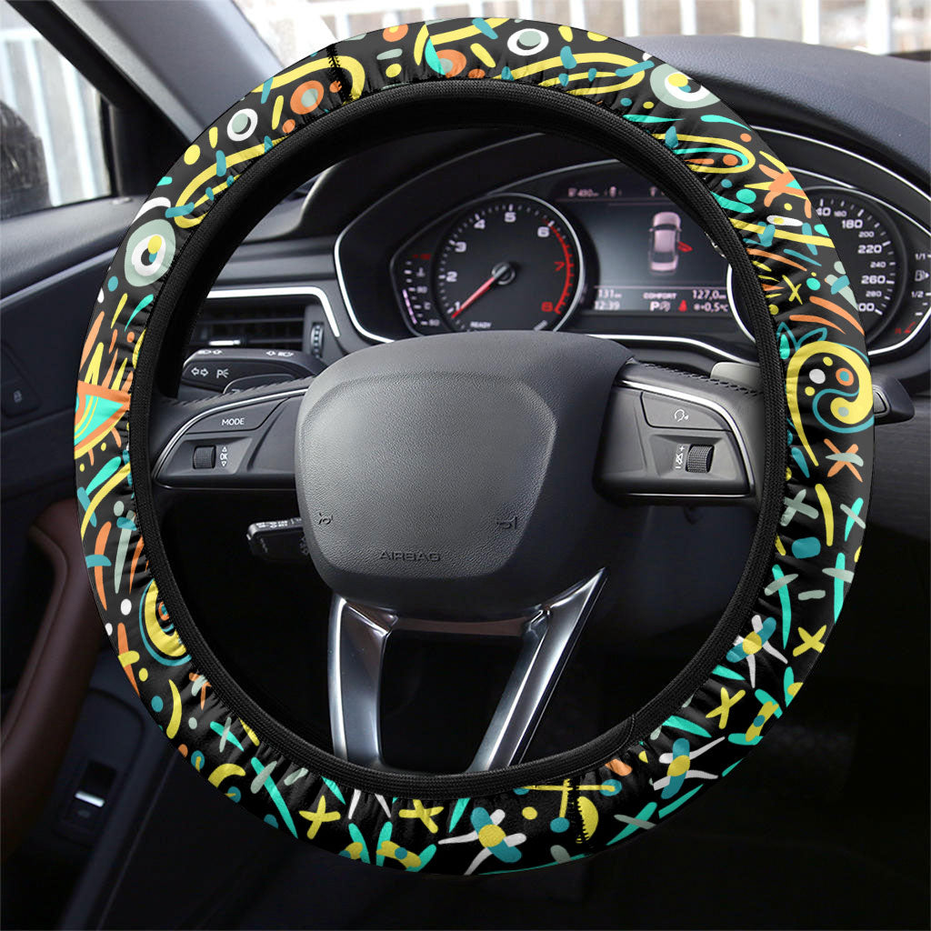 Brisbane Heat Cricket Steering Wheel Cover Hippie Psychedelic Pattern Vibrant Mandala Art Style