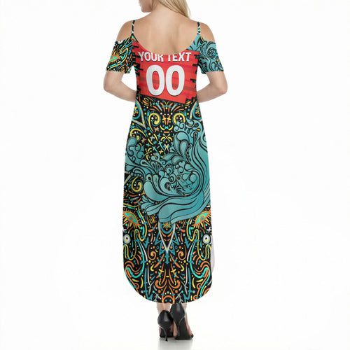 Personalized Brisbane Heat Cricket Summer Maxi Dress Hippie Psychedelic Pattern Vibrant Mandala Art Style