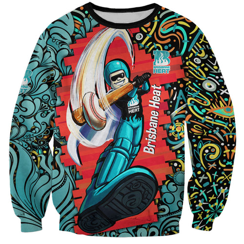 Personalized Brisbane Heat Cricket Sweatshirt Hippie Psychedelic Pattern Vibrant Mandala Art Style