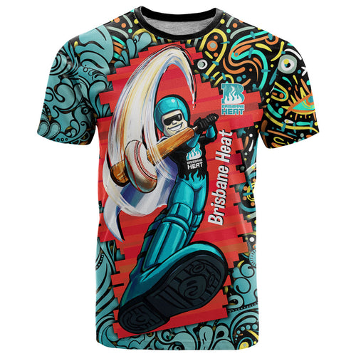 Personalized Brisbane Heat Cricket T Shirt Hippie Psychedelic Pattern Vibrant Mandala Art Style