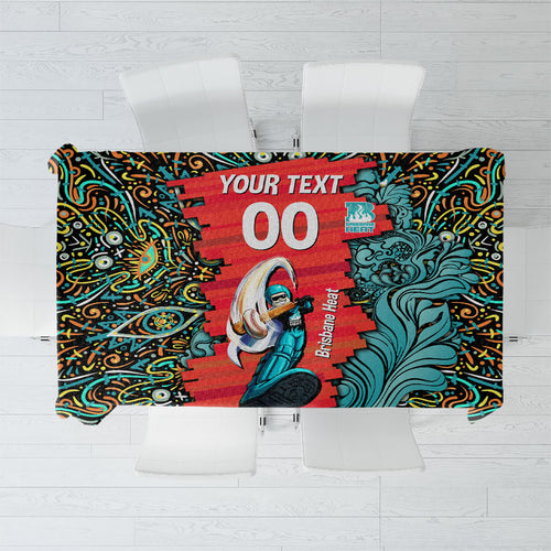 Personalized Brisbane Heat Cricket Tablecloth Hippie Psychedelic Pattern Vibrant Mandala Art Style