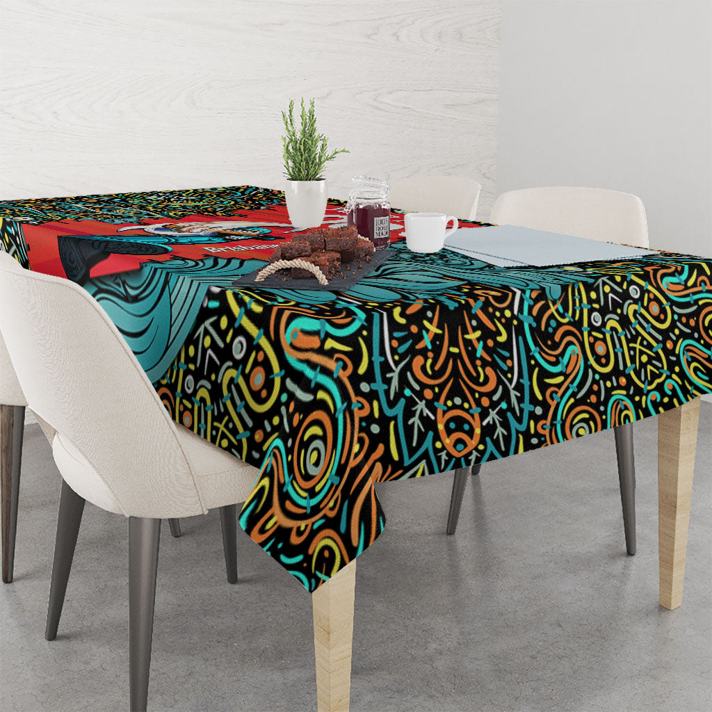 Personalized Brisbane Heat Cricket Tablecloth Hippie Psychedelic Pattern Vibrant Mandala Art Style