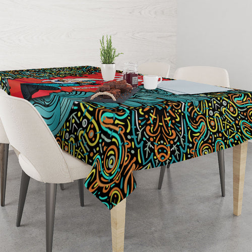 Personalized Brisbane Heat Cricket Tablecloth Hippie Psychedelic Pattern Vibrant Mandala Art Style