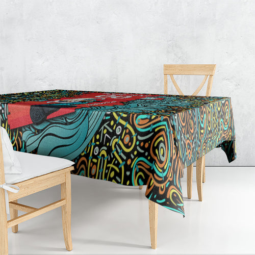 Personalized Brisbane Heat Cricket Tablecloth Hippie Psychedelic Pattern Vibrant Mandala Art Style