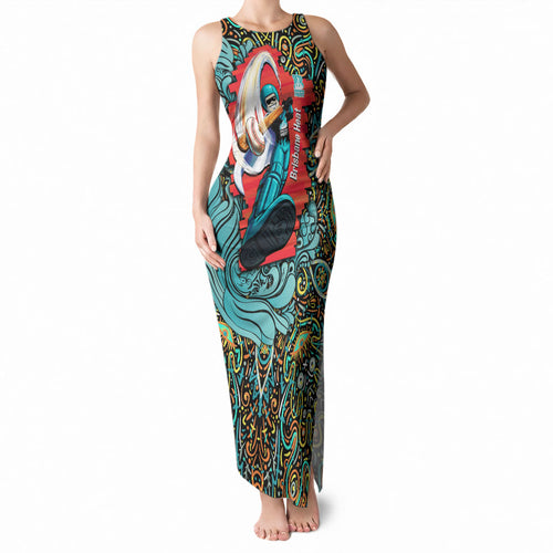 Personalized Brisbane Heat Cricket Tank Maxi Dress Hippie Psychedelic Pattern Vibrant Mandala Art Style